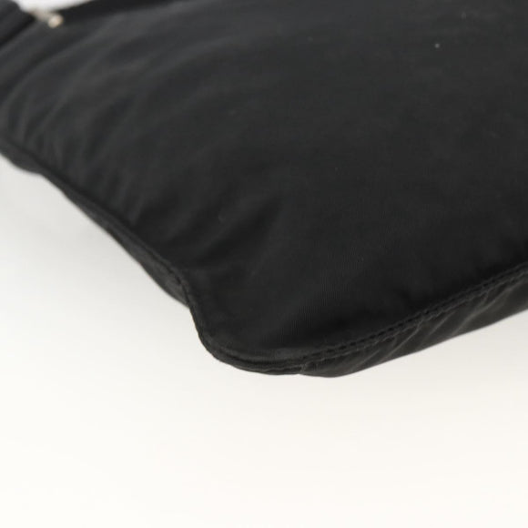 PRADA Umhängetasche Nylon Schwarz Silber Auth ep13614