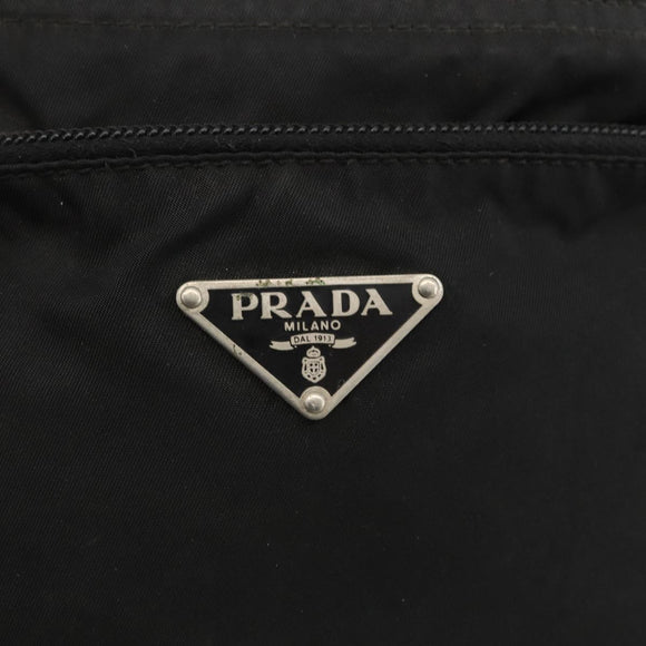 PRADA Umhängetasche Nylon Schwarz Silber Auth ep13614