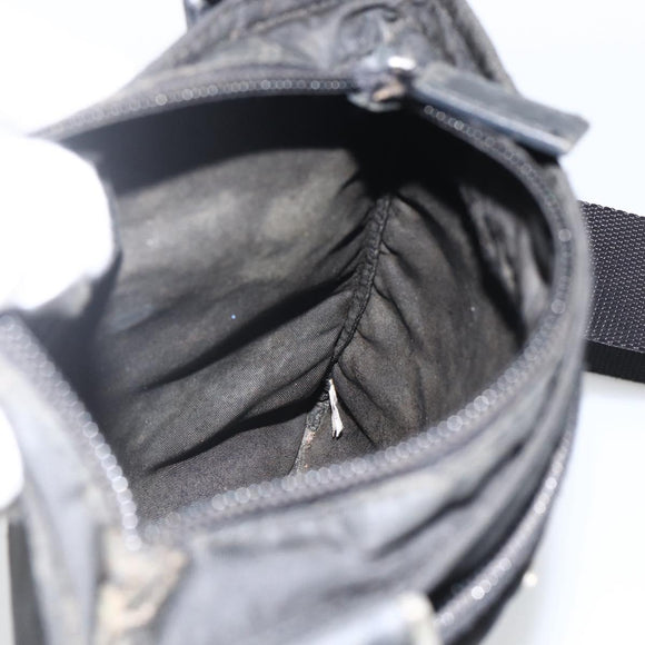 PRADA Umhängetasche Nylon Schwarz Silber Auth ep13614