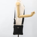 PRADA Umhängetasche Nylon Schwarz Silber Auth ep13614-23