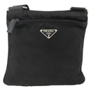 PRADA Umhängetasche Nylon Schwarz Silber Auth ep13614-13