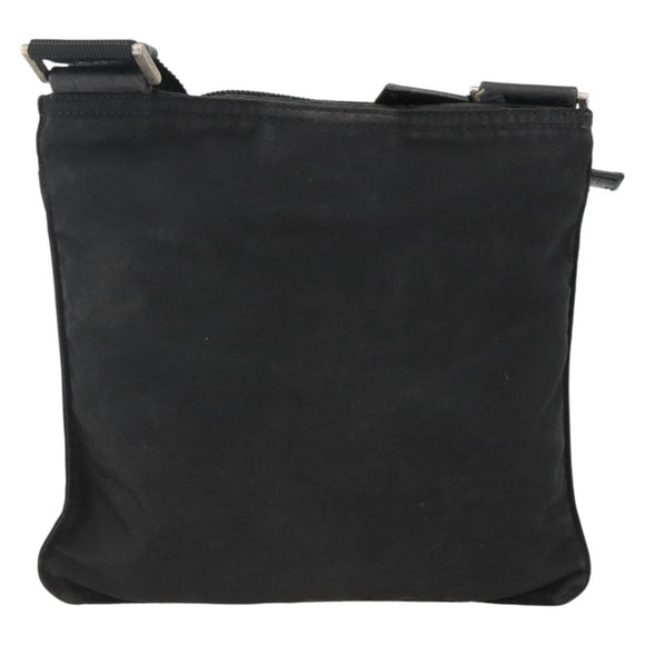 PRADA Umhängetasche Nylon Schwarz Silber Auth ep13614