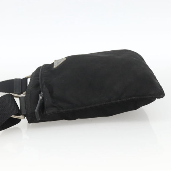 PRADA Umhängetasche Nylon Schwarz Silber Auth ep13614