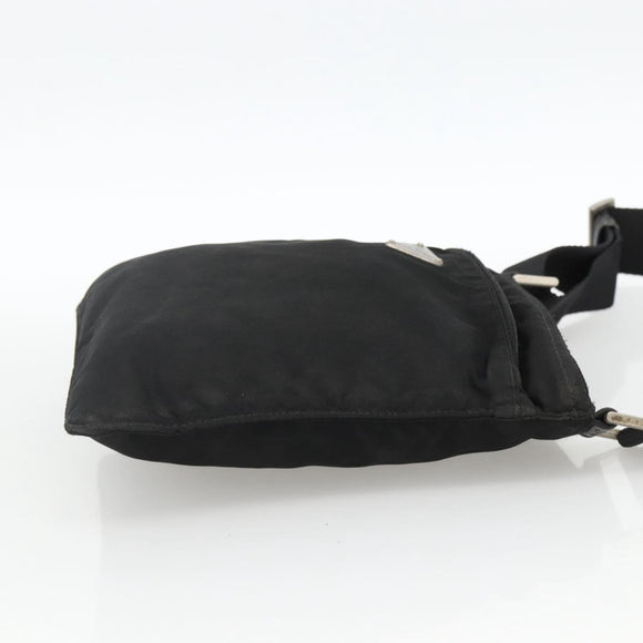 PRADA Umhängetasche Nylon Schwarz Silber Auth ep13614