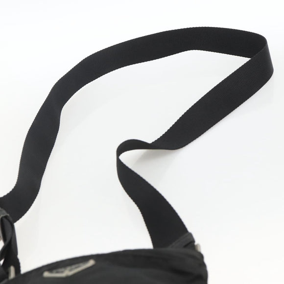 PRADA Umhängetasche Nylon Schwarz Silber Auth ep13614