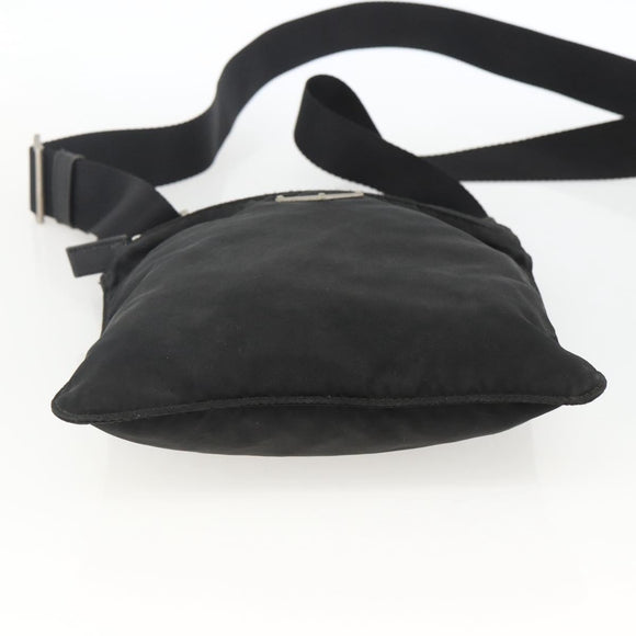 PRADA Umhängetasche Nylon Schwarz Silber Auth ep13614