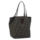 FENDI Zucca Canvas Hand Bag Black Brown Auth ep13621-1