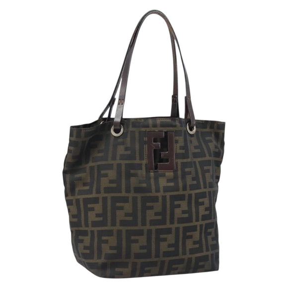 FENDI Zucca Canvas Hand Bag Black Brown Auth ep13621