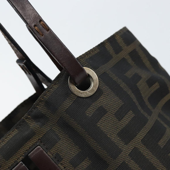 FENDI Zucca Canvas Hand Bag Black Brown Auth ep13621