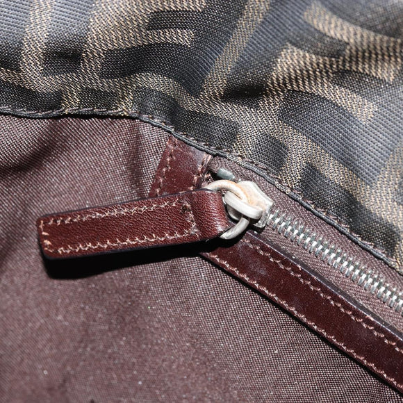 FENDI Zucca Canvas Hand Bag Black Brown Auth ep13621