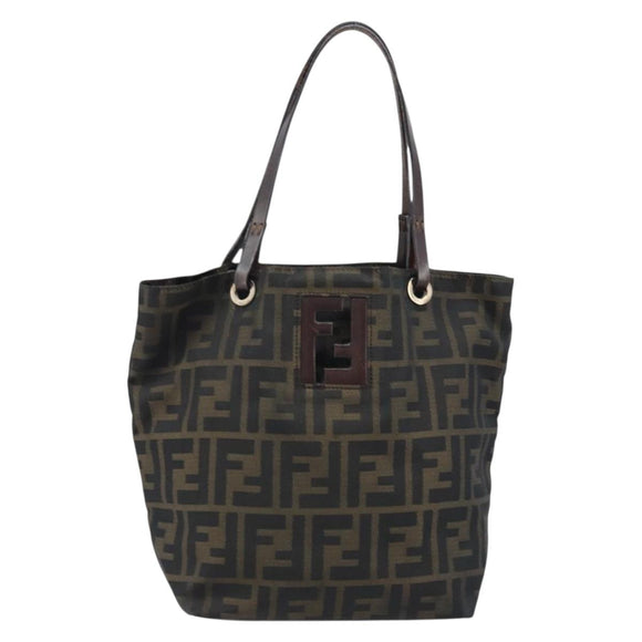 FENDI Zucca Canvas Hand Bag Black Brown Auth ep13621