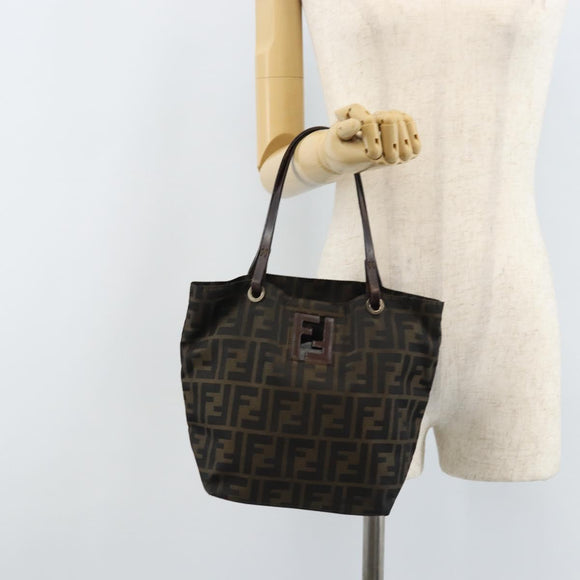 FENDI Zucca Canvas Hand Bag Black Brown Auth ep13621