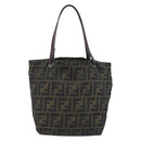 FENDI Zucca Canvas Hand Bag Black Brown Auth ep13621-2