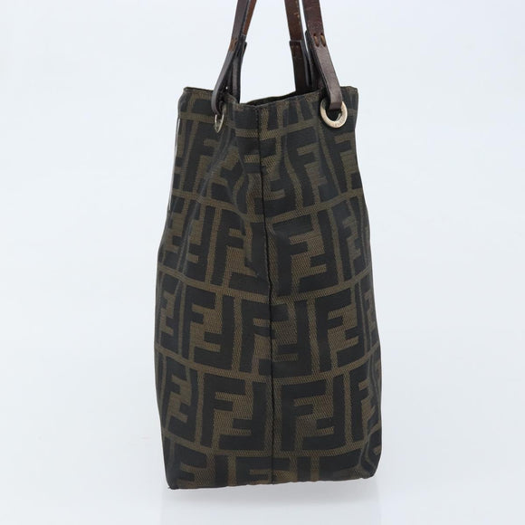 FENDI Zucca Canvas Hand Bag Black Brown Auth ep13621