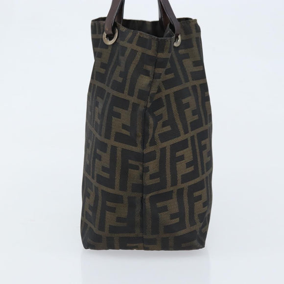 FENDI Zucca Canvas Hand Bag Black Brown Auth ep13621