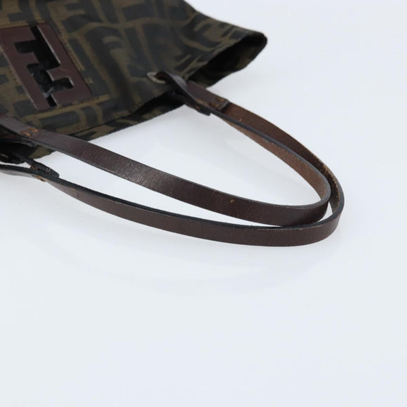 FENDI Zucca Canvas Hand Bag Black Brown Auth ep13621