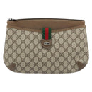 GUCCI GG Supreme Web Sherry Line Bag PVC Beige Red 904 02 026 Auth ep13622-13