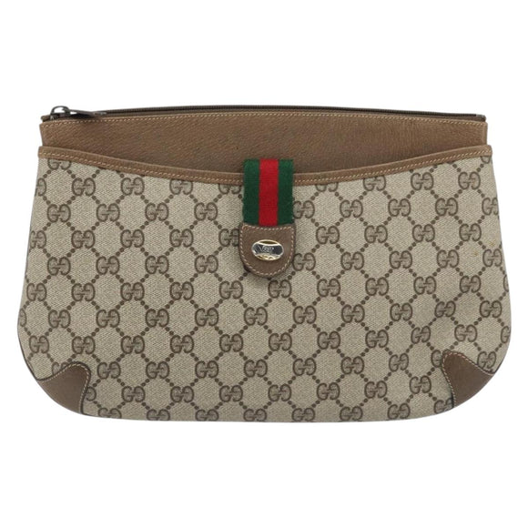 GUCCI GG Supreme Web Sherry Line Bag PVC Beige Red 904 02 026 Auth ep13622