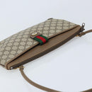 GUCCI GG Supreme Web Sherry Line Bag PVC Beige Red 904 02 026 Auth ep13622-6