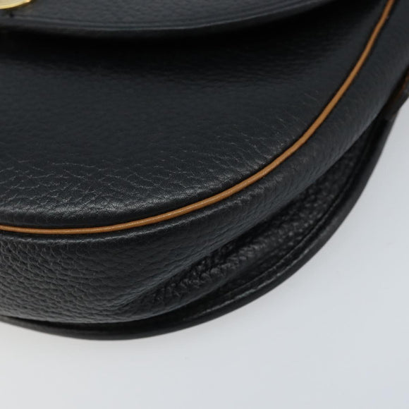 Christian Dior Shoulder Bag Leather Black Gold Auth ep13624