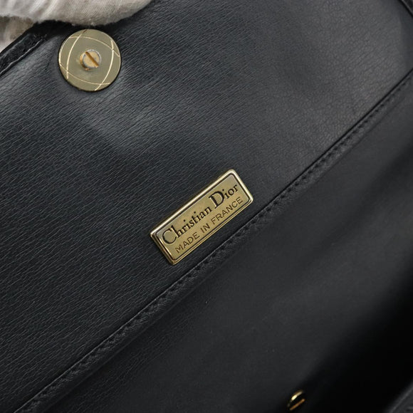 Christian Dior Shoulder Bag Leather Black Gold Auth ep13624