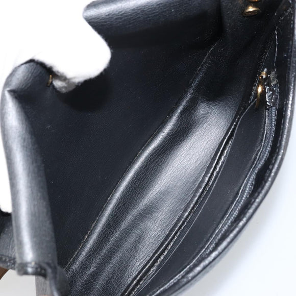 Christian Dior Shoulder Bag Leather Black Gold Auth ep13624