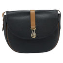 Christian Dior Shoulder Bag Leather Black Gold Auth ep13624-13