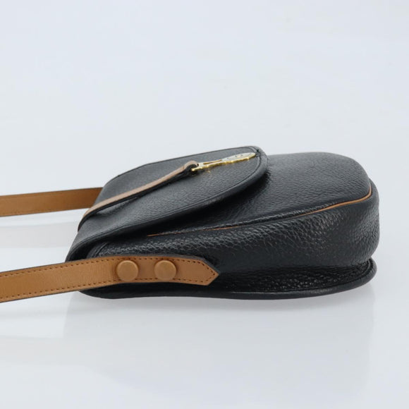 Christian Dior Shoulder Bag Leather Black Gold Auth ep13624