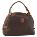 CELINE Macadam Canvas Hand Bag PVC Leather Brown Gold Auth ep13628-1