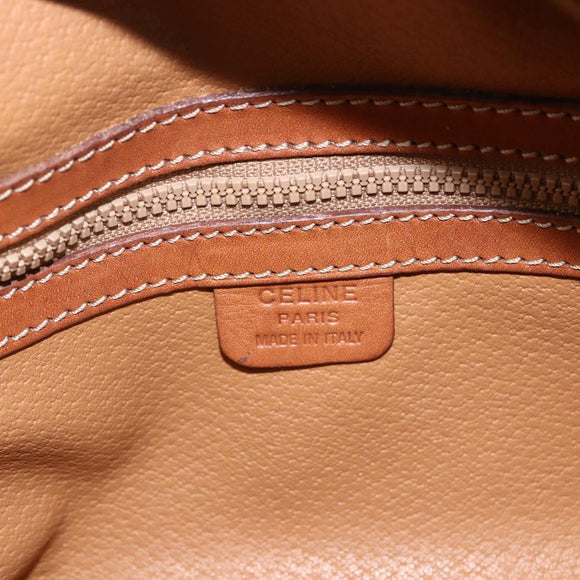 CELINE Macadam Canvas Hand Bag PVC Leather Brown Gold Auth ep13628