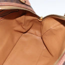 CELINE Macadam Canvas Hand Bag PVC Leather Brown Gold Auth ep13628-17