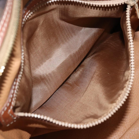CELINE Macadam Canvas Hand Bag PVC Leather Brown Gold Auth ep13628