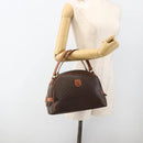 CELINE Macadam Canvas Hand Bag PVC Leather Brown Gold Auth ep13628-22