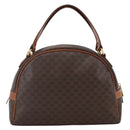 CELINE Macadam Canvas Hand Bag PVC Leather Brown Gold Auth ep13628-3
