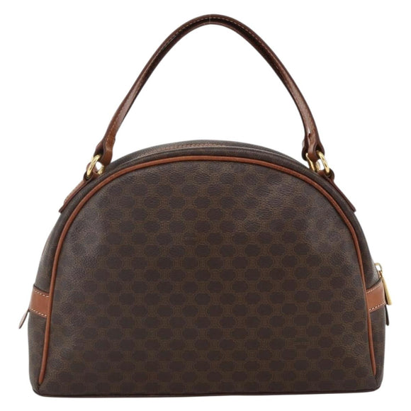 CELINE Macadam Canvas Hand Bag PVC Leather Brown Gold Auth ep13628