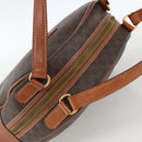CELINE Macadam Canvas Hand Bag PVC Leather Brown Gold Auth ep13628-6