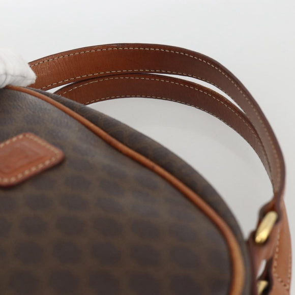 CELINE Macadam Canvas Hand Bag PVC Leather Brown Gold Auth ep13628