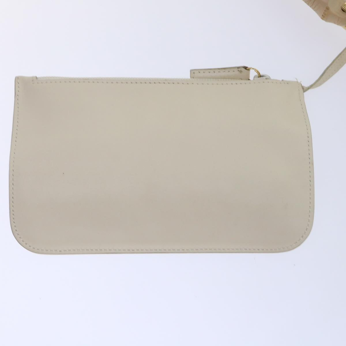 GUCCI Bamboo Shoulder Bag Leather White 001-2113-1880 Auth ep1363