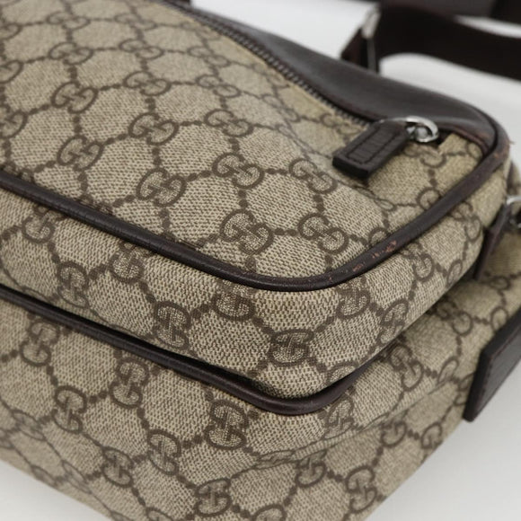 GUCCI GG Supreme Shoulder Bag PVC Beige Silver 114531 Auth ep13633