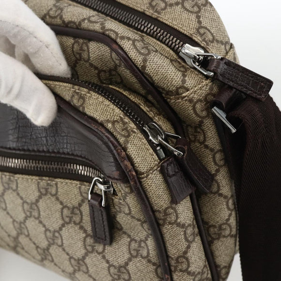 GUCCI GG Supreme Shoulder Bag PVC Beige Silver 114531 Auth ep13633