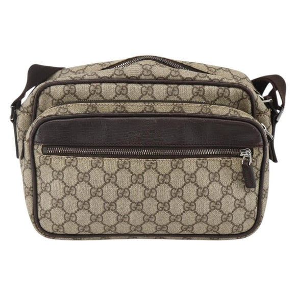 GUCCI GG Supreme Shoulder Bag PVC Beige Silver 114531 Auth ep13633