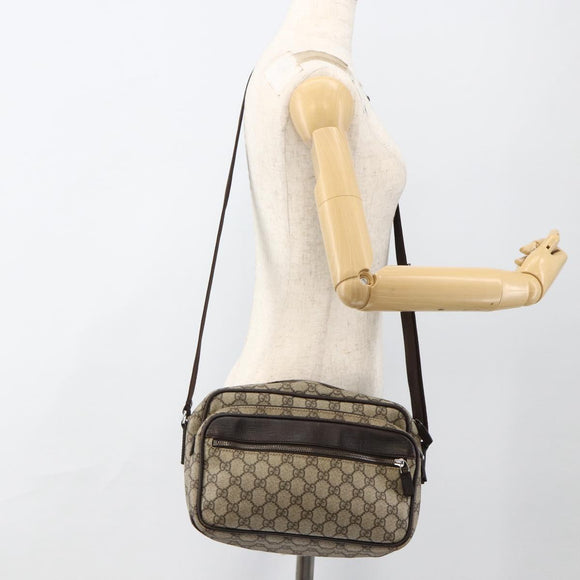GUCCI GG Supreme Shoulder Bag PVC Beige Silver 114531 Auth ep13633