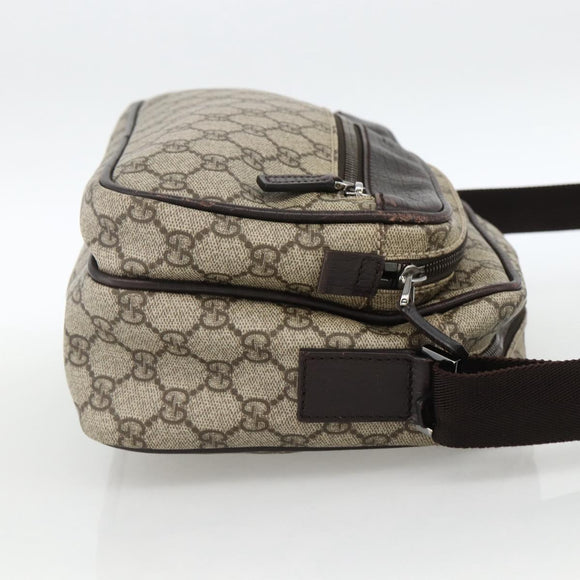 GUCCI GG Supreme Shoulder Bag PVC Beige Silver 114531 Auth ep13633