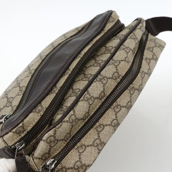 GUCCI GG Supreme Shoulder Bag PVC Beige Silver 114531 Auth ep13633