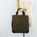 FENDI Zucca Canvas Hand Bag Black Brown Auth ep13634-19