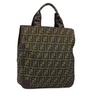 FENDI Zucca Canvas Hand Bag Black Brown Auth ep13634-1