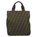 FENDI Zucca Canvas Hand Bag Black Brown Auth ep13634-2