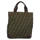 FENDI Zucca Canvas Hand Bag Black Brown Auth ep13634-3