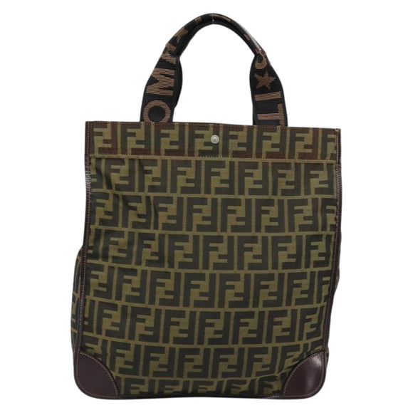 FENDI Zucca Canvas Hand Bag Black Brown Auth ep13634