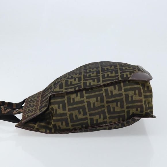 FENDI Zucca Canvas Hand Bag Black Brown Auth ep13634